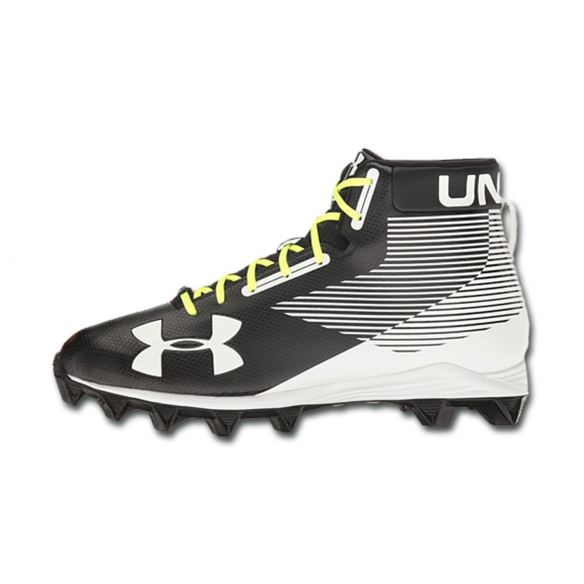 Under Armour Hammer Mid RM Men's Football Cleats Shoes Black/White 1289761-011 