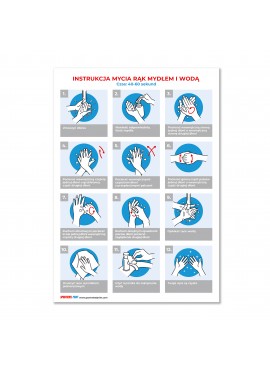 Instructions on how to wash your hands. Sticker