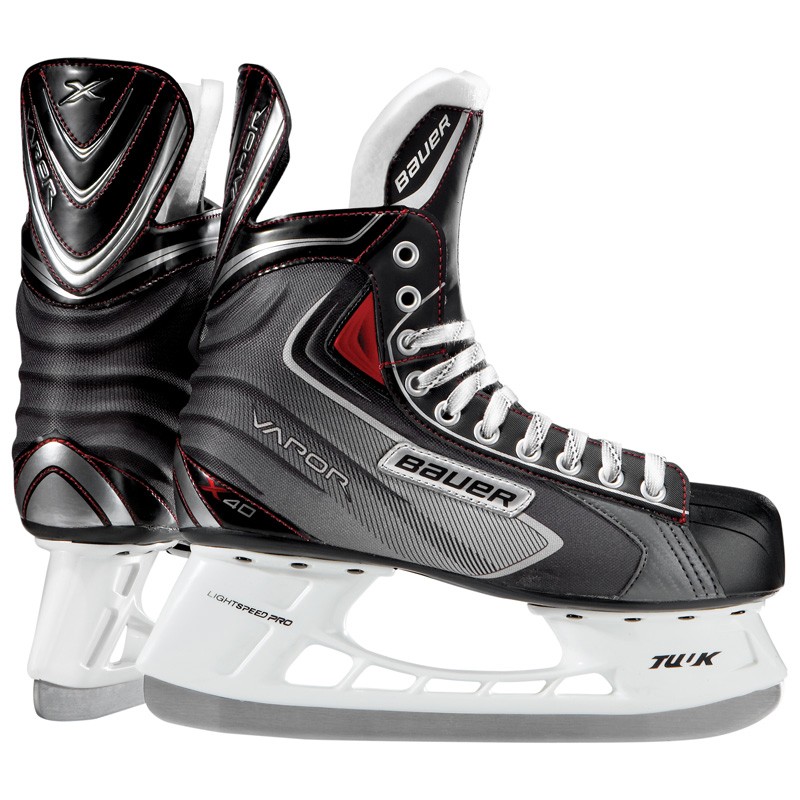 Bauer 137043 Speed Skate JR - Pattini Da Ghiaccio Hockey Junior, Colore Nero/Bianco/Rosso, Taglia 4
