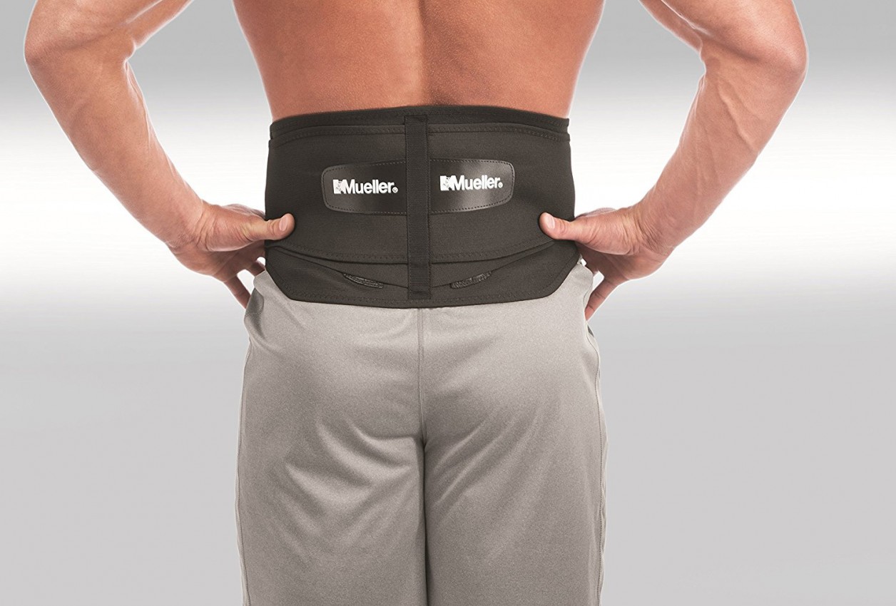 Mueller Lumbar Support Back Brace With Removable Pad Stabilizers