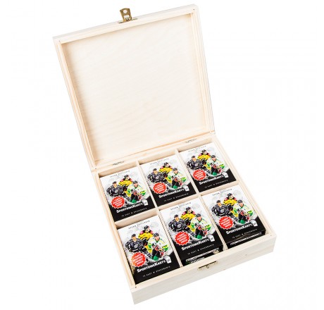 Sports Cards in a wooden box